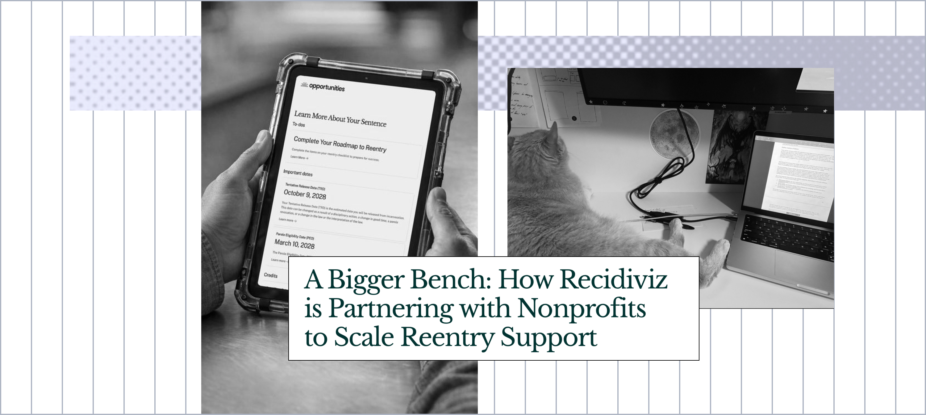 Header image, with an example of Recidiviz's App.